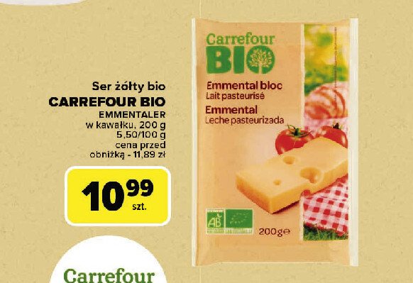 Ser emmental plastry Carrefour bio promocja