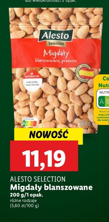 Migdały blanszowane Alesto promocja w Lidl