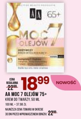 Krem do twarzy AA MOC 7 OLEJÓW 75+ promocja w Drogerie Natura