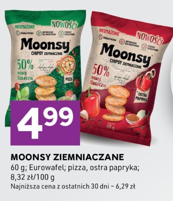 Chipsy Moonsy ziemniaczane Eurowafel pizza, ostra papryka promocja w Stokrotka
