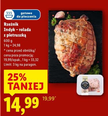 Mięso - Rzeźnik Indyk rolada z pietruszką promocja w Lidl