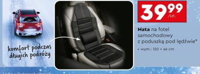 Mata na fotel samochodowy z poduszką pod lędźwie promocja w Biedronka