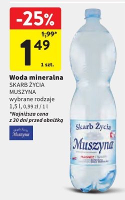 Woda mineralna SKARB ŻYCIA MUSZYNA promocja w Intermarche
