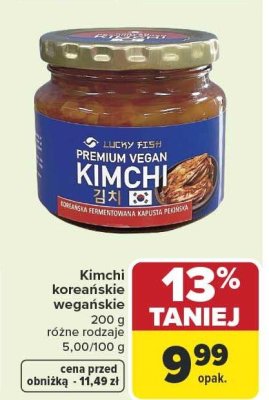 Kimchi koreańskie wegańskie Lucky Fish Premium Vegan różne rodzaje promocja w Carrefour Market