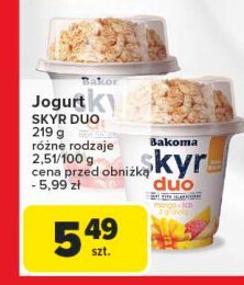 Jogurt duo truskawka-mango liczi Bakoma skyr promocja w Carrefour