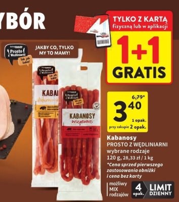 Kabanosy PROSTO Z WĘDLINIARNI wybrane rodzaje promocja w Intermarche