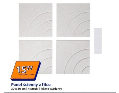 Panel ścienny z filcu 30 x 30 cm, 4 sztuki, różne warianty promocja w Action