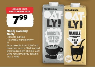 Napój owsiany Oatly Barista Edition, o smaku waniliowym promocja w Netto