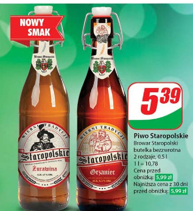 Piwo Staropolskie żurawina promocja w Dino