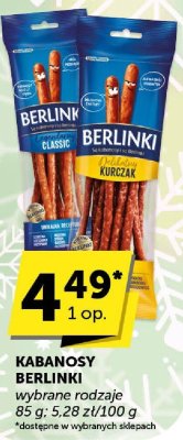 Kabanosy Berlinki wybrane rodzaje 85 g promocja w ABC