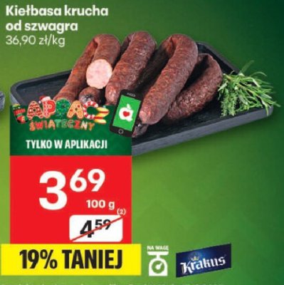 Kiełbasa krucha od szwagra promocja w Delikatesy Centrum