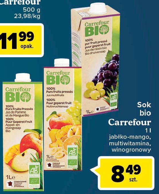 Sok jabłko-mango Carrefour bio promocja