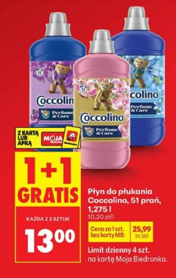 Płyn do płukania Coccolino 51 prań 1,275 l promocja w Biedronka