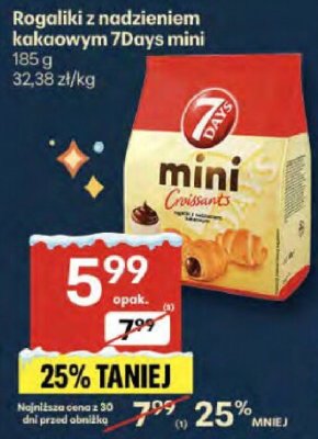 Rogaliki z nadzieniem kakaowym 7Days mini 185g promocja w Delikatesy Centrum