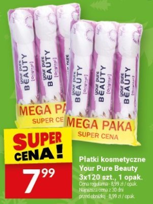 Płatki kosmetyczne Your Pure Beauty 3x120 szt., 1 opak. promocja w Twój Market