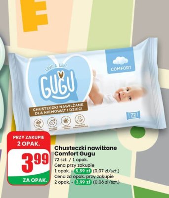 Chusteczki nawilżane Comfort Gugu promocja w Dino