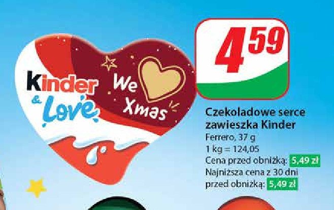 Czekoladka serce merry christmas Kinder promocja w Dino