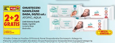 Chusteczki nawilżane Dada 50/52 szt.: Atopic, Aqua promocja w Biedronka