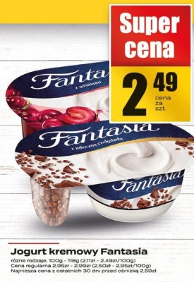 Jogurt kremowy Fantasia promocja w Supeco