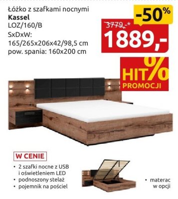 Łóżko z szafkami nocnymi Kassel LOZ/160/B promocja w Black Red White