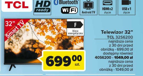 Telewizor led 40" 40s6200 Tcl promocja