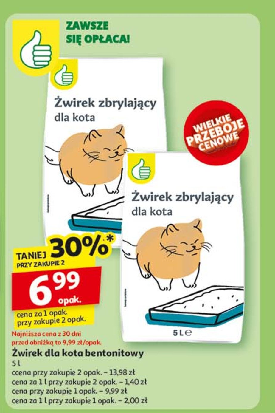 Żwirek dla kota Podniesiony kciuk promocja w Auchan
