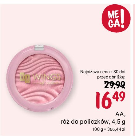 Blush & rouge, róż do policzków 04 light pink Aa wings of color promocja