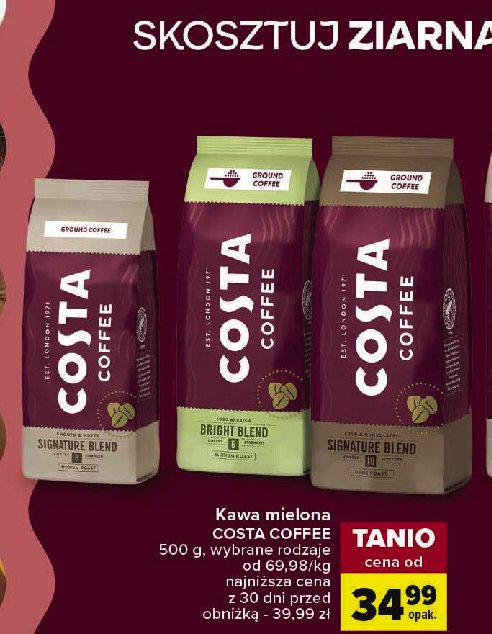 Kawa średnio palona Costa coffee signature blend promocja