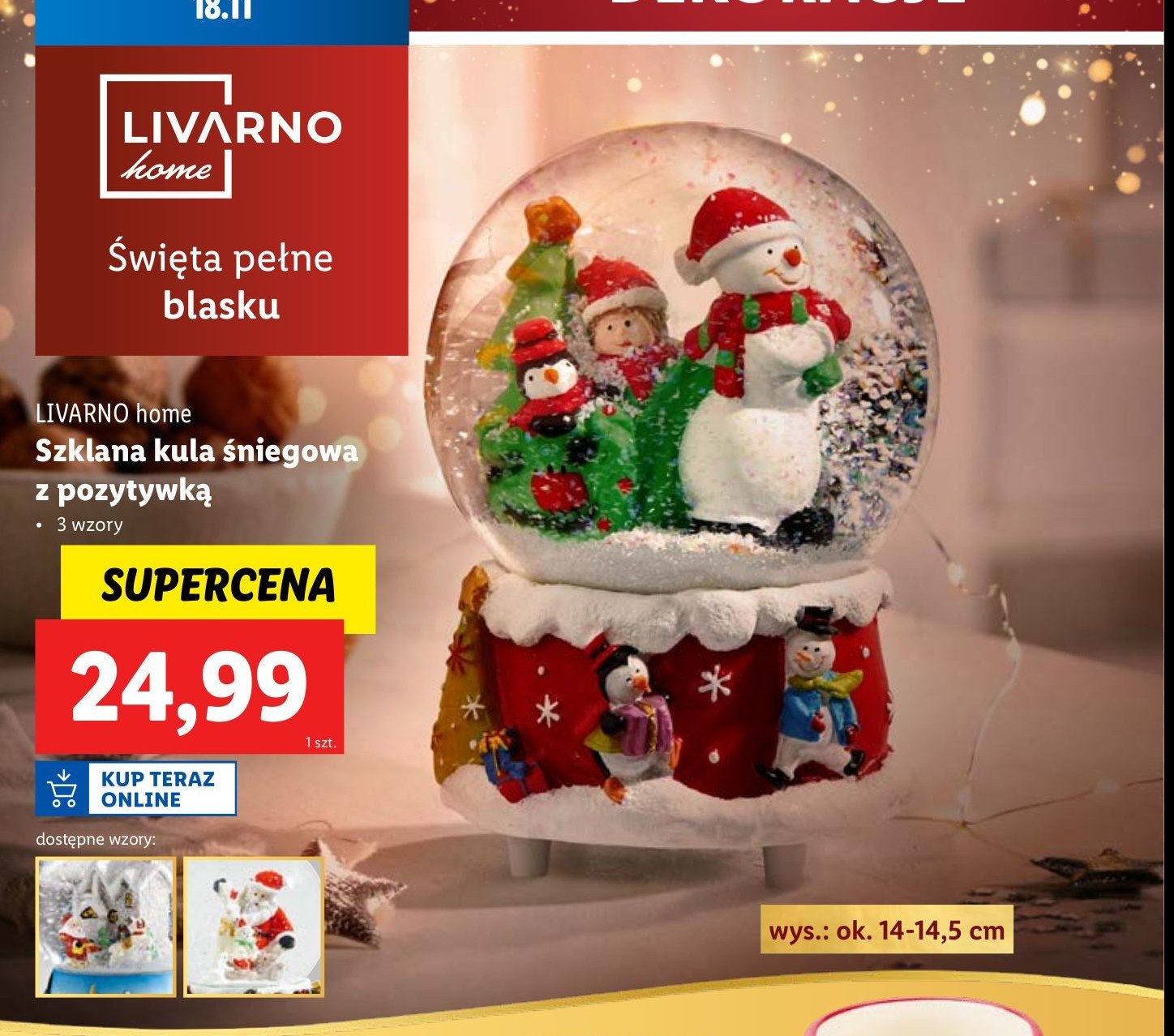 Kula śniegowa z pozytywką LIVARNO HOME promocja w Lidl