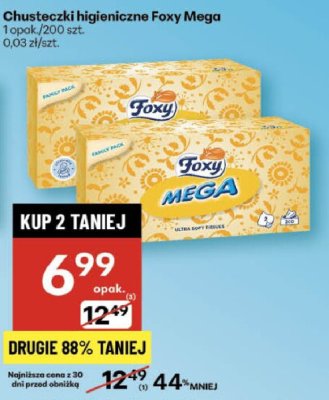 Chusteczki higieniczne Foxy Mega promocja w Delikatesy Centrum