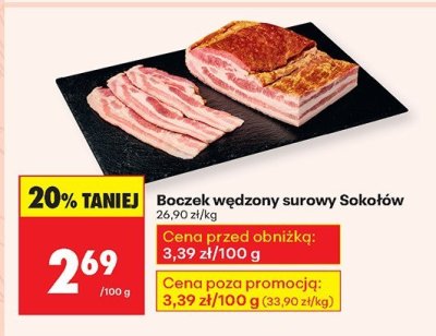 Boczek wędzony surowy Sokołów promocja w Biedronka