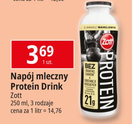 Napój proteinowy waniliowy Zott protein promocja w Leclerc