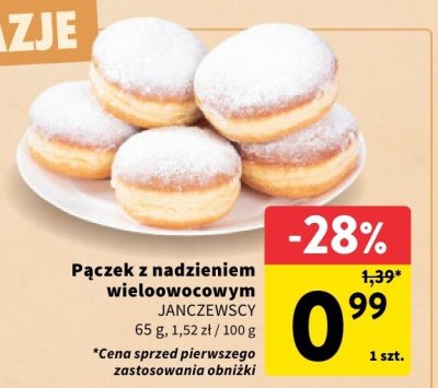 Pączek z nadzieniem wieloowocowym  promocja w Intermarche