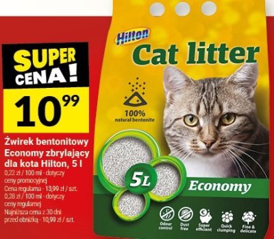 Żwirek bentonitowy Economy zbrylający dla kota Hilton 5 l promocja w Twój Market