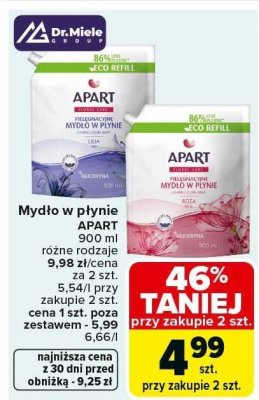 Mydło w płynie APART 900 ml różne rodzaje (Lilia, Róża) promocja w Carrefour Market