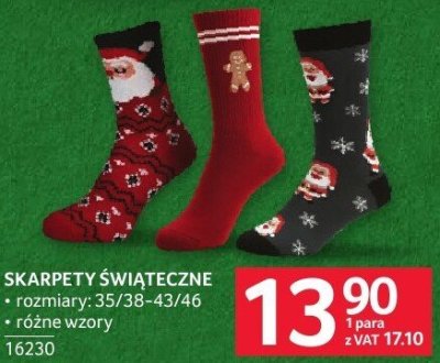 Skarpety świąteczne rozmiary: 35/38-43/46 różne wzory promocja w Selgros