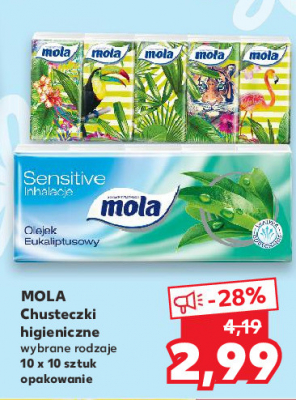 Chusteczki higieniczne sensitive aloe vera Mola promocja