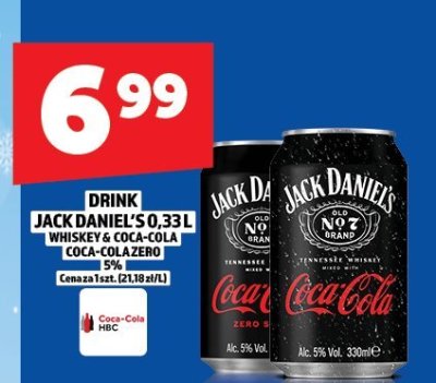 Drink Jack Daniel's 0.33L whiskey & Coca-Cola promocja w TOPAZ