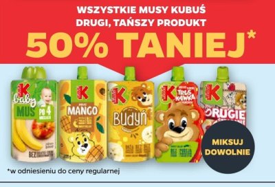 Wszystkie musy owocowe Kubuś DRUGI -50% promocja w Netto