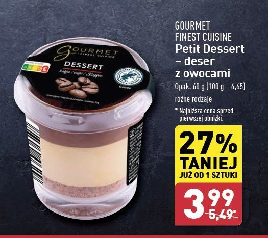 Deser kawowy Gourmet finest cuisine promocja w Aldi