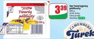 Ser twarogowy półtłusty promocja w Dino