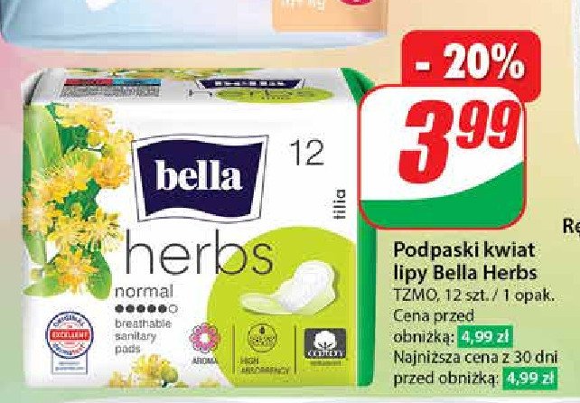 Podpaski higieniczne tilia Bella herbs promocja