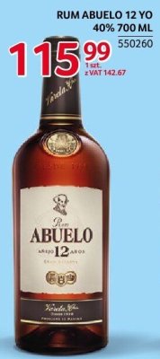 Rum Abuelo 12 YO 40% 700 ml promocja w Selgros