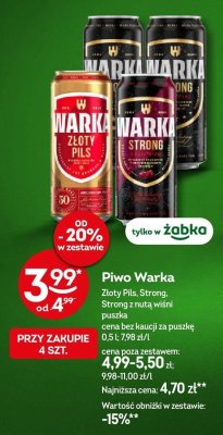 Piwo Warka Strong z nutą wiśni promocja w Żabka