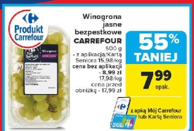 Winogrona białe bezpestkowe Carrefour targ świeżości promocja