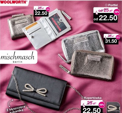 Kopertówka damska z błyszczącą kokarką mischmasch berlin promocja w Woolworth