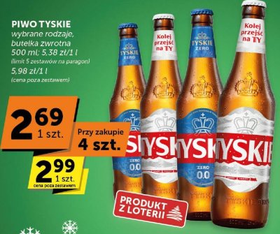 Piwo Tyskie wybrane rodzaje, butelka zwrotna 500 ml promocja w ABC
