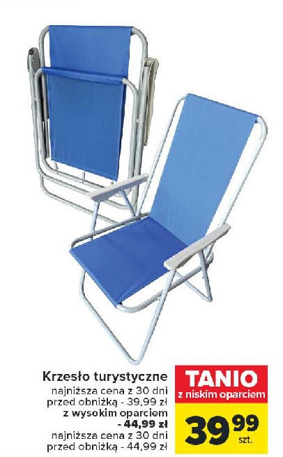 Krzesło turystyczne składane niskie oparcie kolor promocja