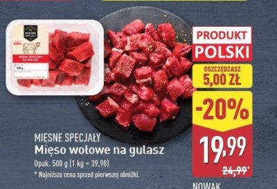Gulasz wo艂owy Mi臋sne specja艂y zawsze 艣wie偶e (aldi) promocja