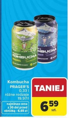 Kombucha PRÄGER'S 0,33 l różne rodzaje promocja w Carrefour Market